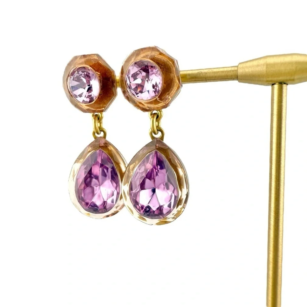 Rare, Retired J. Crew Earrings, Jewel Box Lavender Pink Brown Chunky Vintage